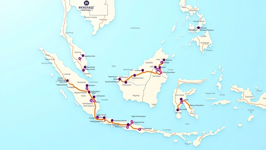 Map-style visualization showing interconnected transport routes across Malaysia, highlighting major corridors and regional connections